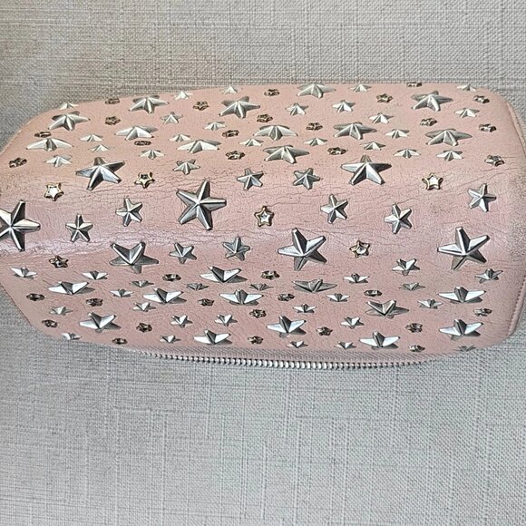 Jimmy Choo Clutch Nellie Star Studded Leather Zip Around Long Wallet Made Italy - Picture 12 of 12